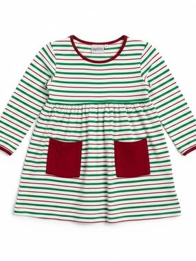 Bayou Blanks Size 8Y children's striped knit long sleeve holiday dress